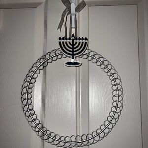 Silver and Blue Menorah Wall Decor-Perfect for Hanukkah-New-Metal